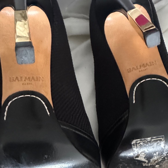 Balmain Black and Gold Heeled Ankle Boots - Picture 2 of 8